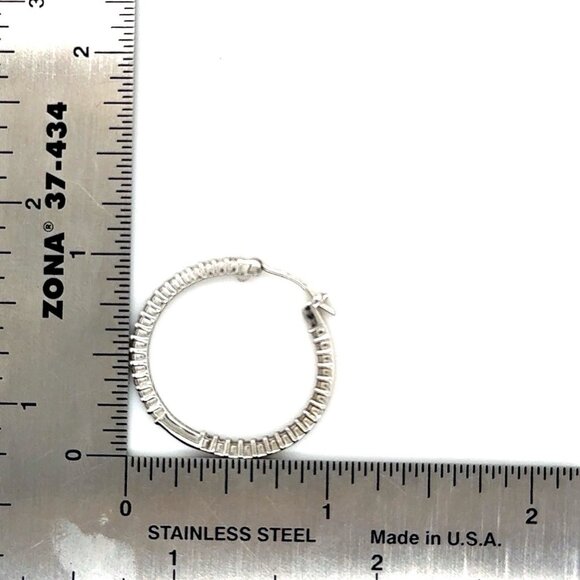 S925 Inside-Out Cz’s Hoops Earrings - Picture 9 of 9